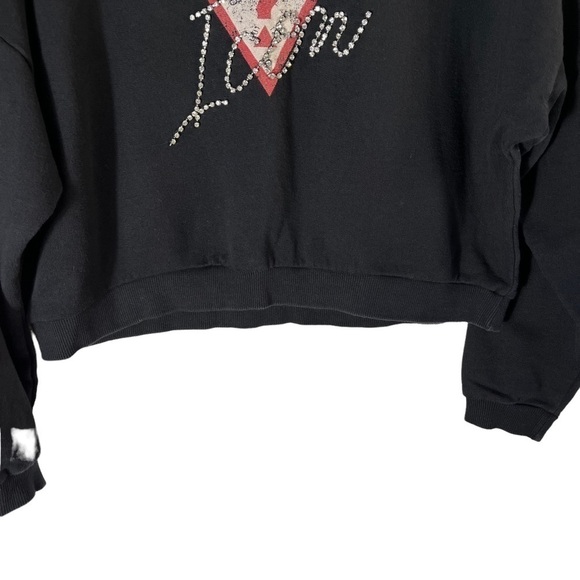 GUESS Icon Jeweled Cropped Oversized Sweatshirt - Picture 6 of 10
